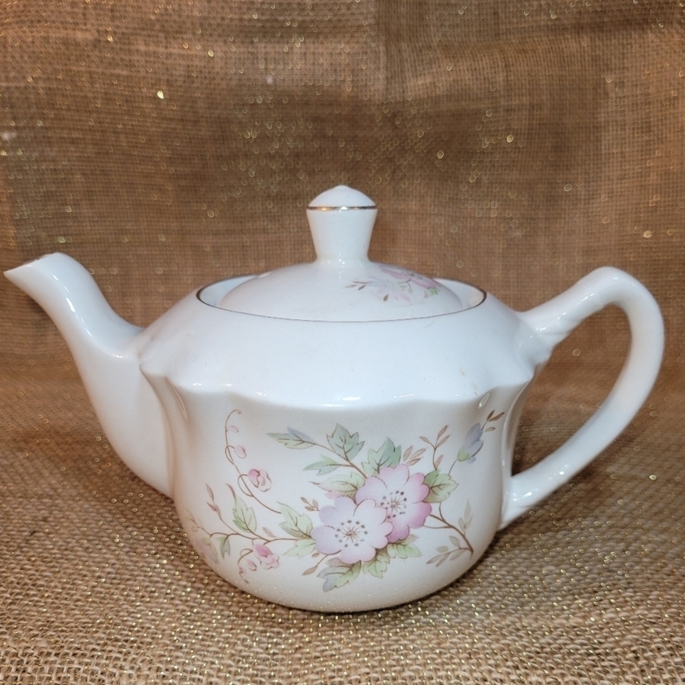 Vintage‎ Floral Tea Pot James Kent The Old Foley Pottery England Pastel Gold Rim